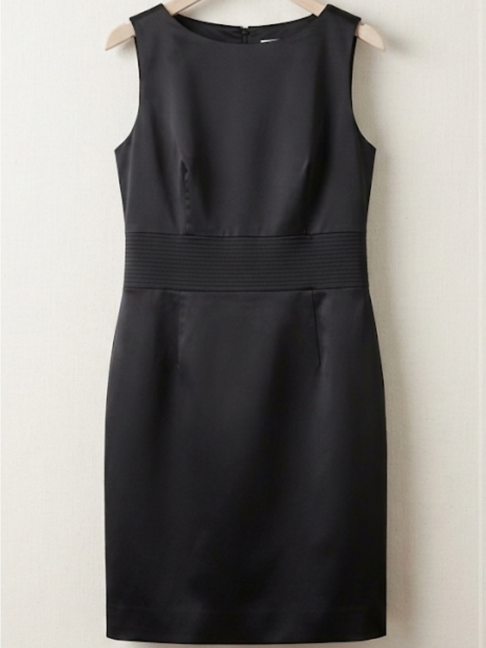 Classic Black Sleeveless Midi Sheath Dress, Formal, Autumn Wedding Guest, Preppy - Picture 1 of 3